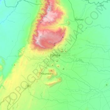 Zomba topographic map, elevation, terrain