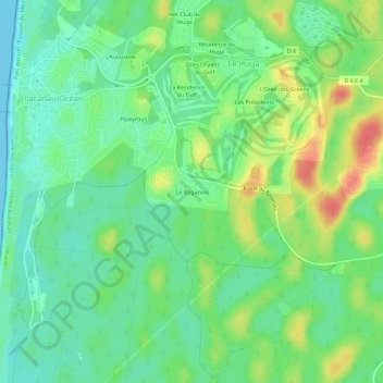 Le Baganais topographic map, elevation, terrain