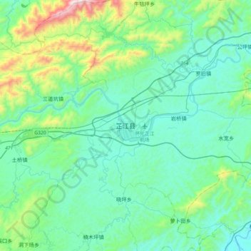 芷江县 topographic map, elevation, terrain