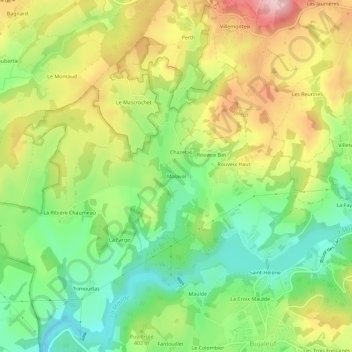 Malaval topographic map, elevation, terrain