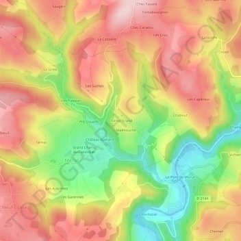 Champ Grand topographic map, elevation, terrain