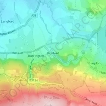 Rickford topographic map, elevation, terrain