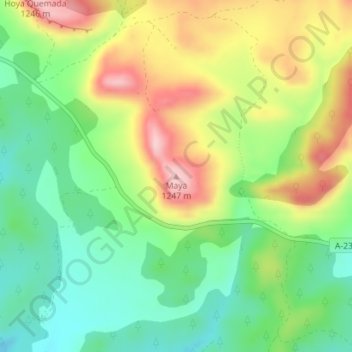 Maya topographic map, elevation, terrain