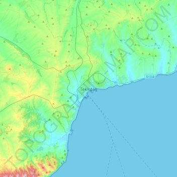Tekirdağ topographic map, elevation, terrain