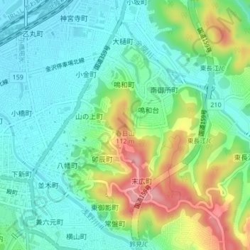 春日山 topographic map, elevation, terrain