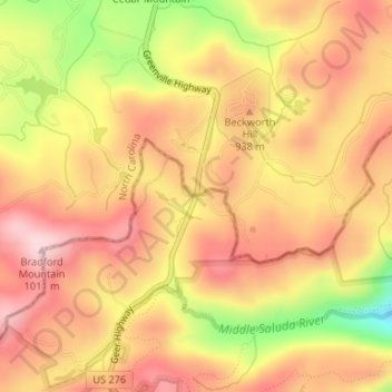 Jones Gap topographic map, elevation, terrain