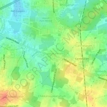 Doddakannelli topographic map, elevation, terrain
