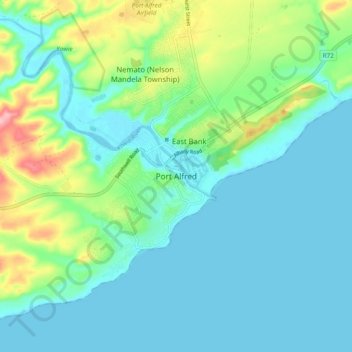 Port Alfred topographic map, elevation, terrain