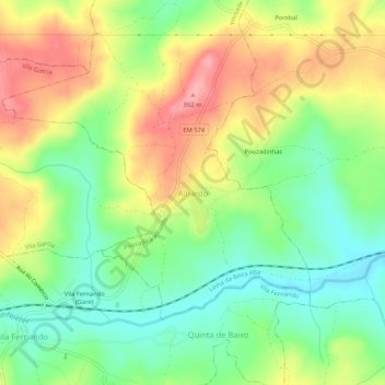 Albardo topographic map, elevation, terrain