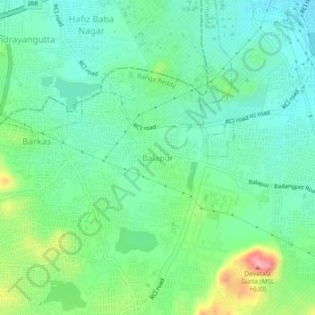 Balapur topographic map, elevation, terrain