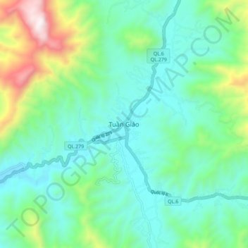 Tuần Giáo topographic map, elevation, terrain