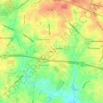Knollwood topographic map, elevation, terrain