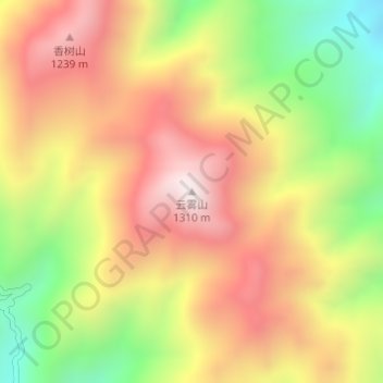 云雾山 topographic map, elevation, terrain