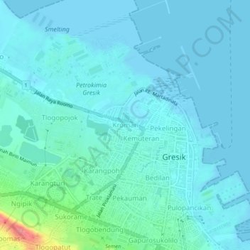 Kroman topographic map, elevation, terrain