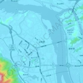 上街镇 topographic map, elevation, terrain