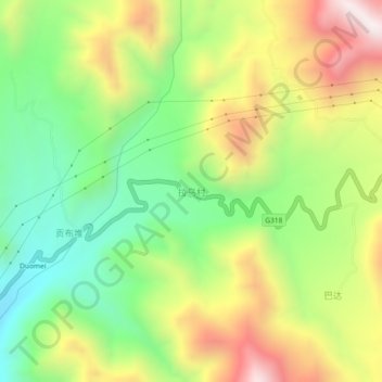 拉乌村 topographic map, elevation, terrain