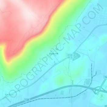 Glover Hill topographic map, elevation, terrain