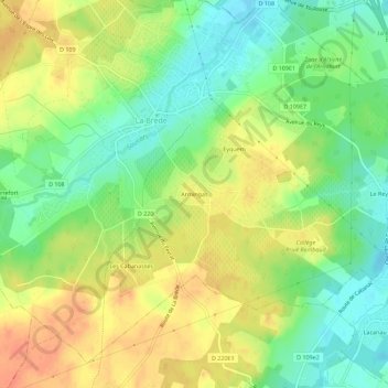 Armingas topographic map, elevation, terrain