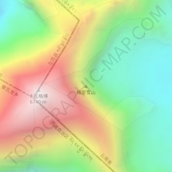 梅里雪山 topographic map, elevation, terrain