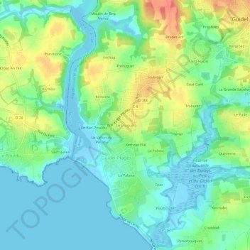 Le Cruguel topographic map, elevation, terrain