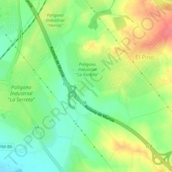 El Romeral topographic map, elevation, terrain