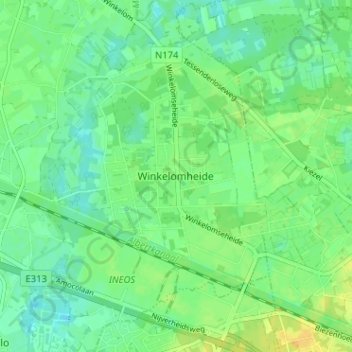 Winkelomheide topographic map, elevation, terrain