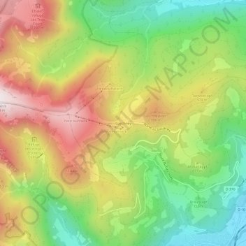 Gaschney topographic map, elevation, terrain