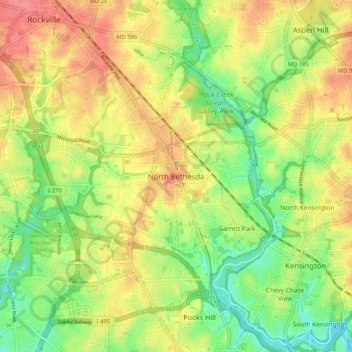 North Bethesda topographic map, elevation, terrain