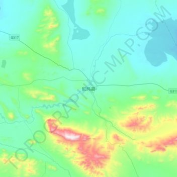 尼玛县 topographic map, elevation, terrain