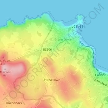 Penbeagle topographic map, elevation, terrain