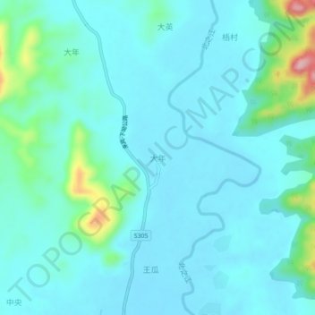 大年 topographic map, elevation, terrain