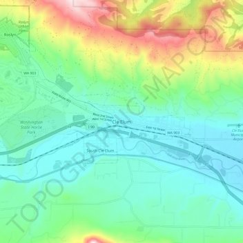 Cle Elum topographic map, elevation, terrain