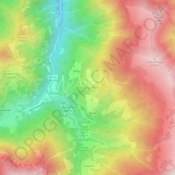 Borgata Superiore topographic map, elevation, terrain