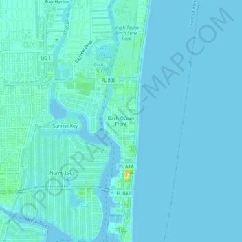 Birch Ocean Front topographic map, elevation, terrain