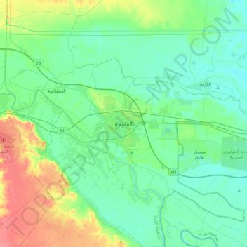 Fallujah topographic map, elevation, terrain