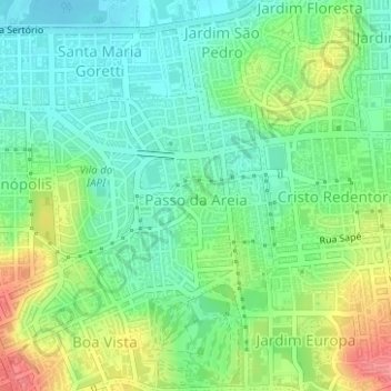 Passo da Areia topographic map, elevation, terrain
