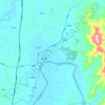 长乐镇 topographic map, elevation, terrain
