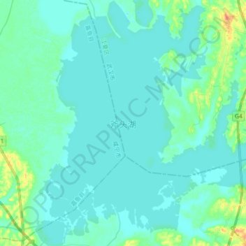 斧头湖 topographic map, elevation, terrain