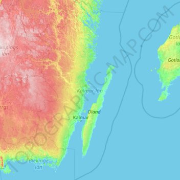 Provinz Kalmar topographic map, elevation, terrain
