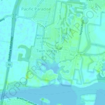 Twin Waters topographic map, elevation, terrain
