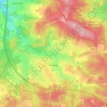 Ochamps topographic map, elevation, terrain