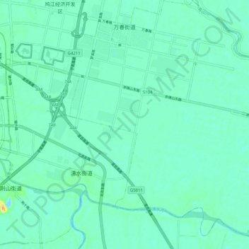 万春街道 topographic map, elevation, terrain