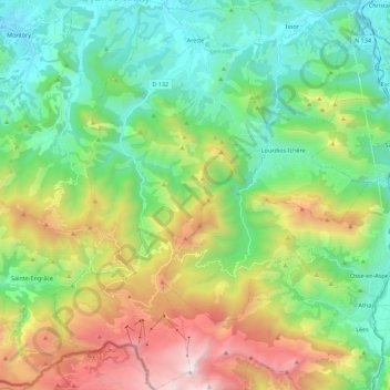 Arette topographic map, elevation, terrain