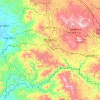 Compostela topographic map, elevation, terrain