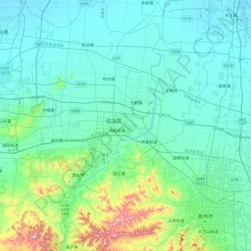 临淄区 topographic map, elevation, terrain