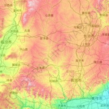 沁河 topographic map, elevation, terrain