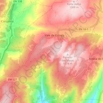 Vale de Estrela topographic map, elevation, terrain