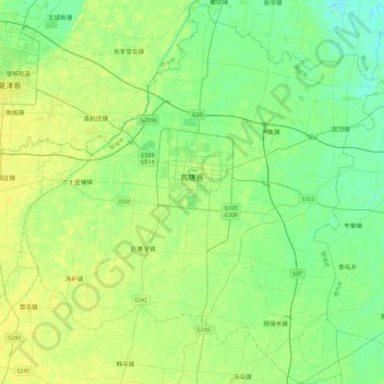 高唐县 topographic map, elevation, terrain