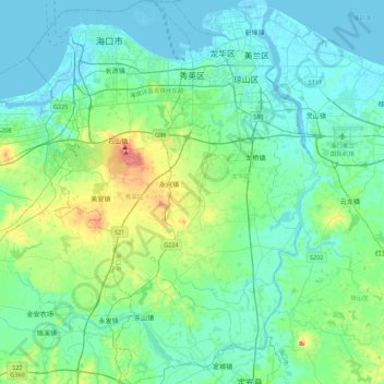 秀英区 topographic map, elevation, terrain