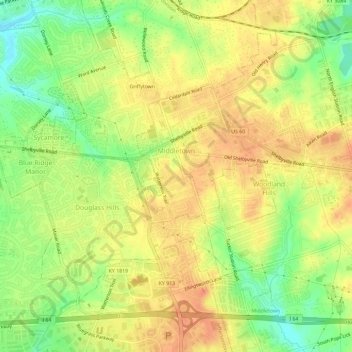 Middletown topographic map, elevation, terrain